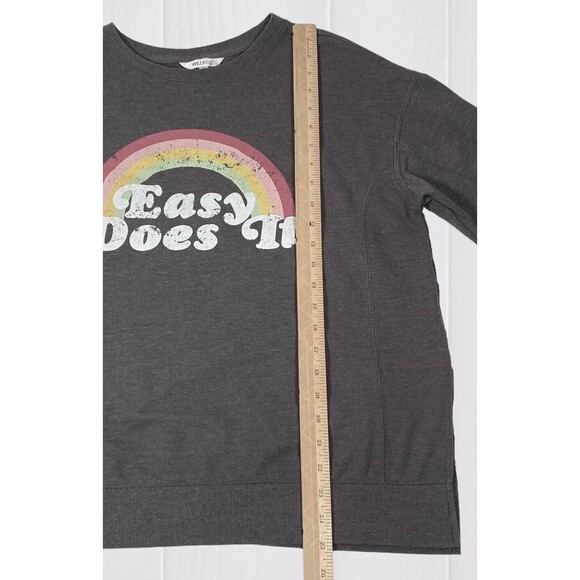 Wildfox Womens Sweatshirt M Gray Easy Does It Rainbow Graphic Sweater Oversized - Picture 7 of 11